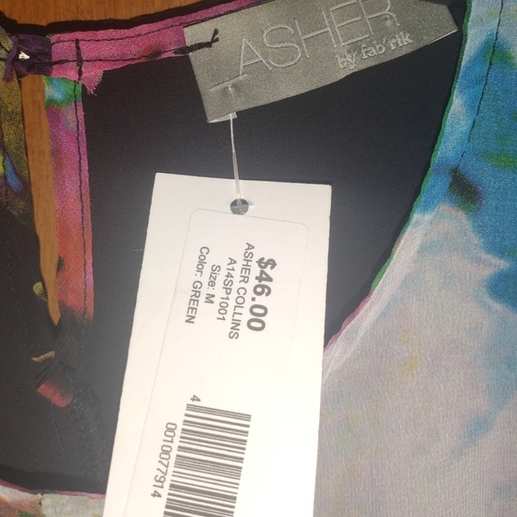 Asher by Fab'rik NWT Colorful Sleeveless Top Elastic Waist Size Medium - Picture 4 of 4